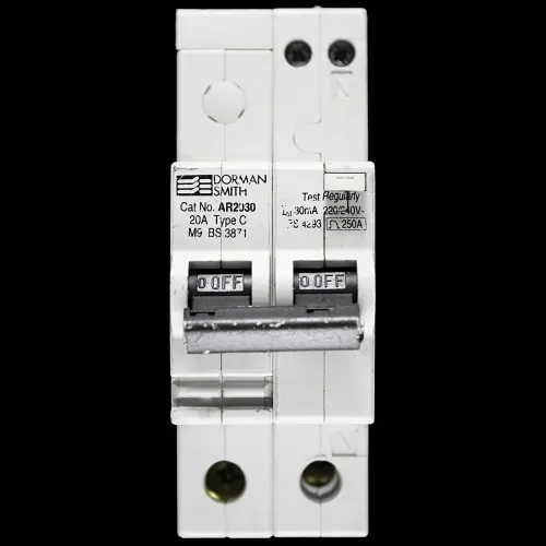 DORMAN SMITH 20 AMP CURVE C M9 30mA DOUBLE POLE RCBO AR2030