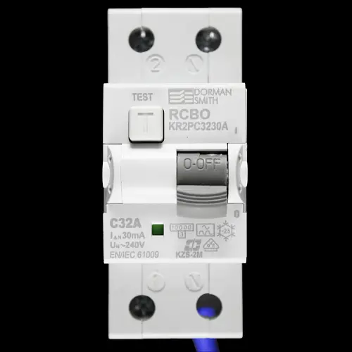 DORMAN SMITH 32 AMP CURVE C 10kA 30mA DOUBLE POLE RCBO TYPE A KR2PC3230A