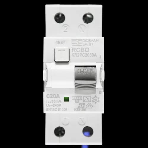 DORMAN SMITH 20 AMP CURVE C 10kA 30mA DOUBLE POLE RCBO TYPE A KR2PC2030A