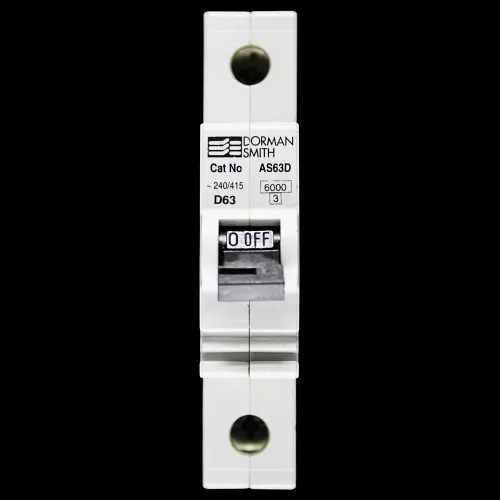 DORMAN SMITH 63 AMP CURVE D 6kA MCB CIRCUIT BREAKER AS63D