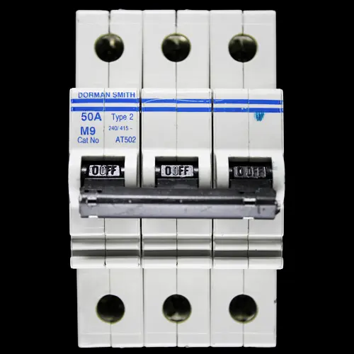 DORMAN SMITH 50 AMP TYPE 2 M9 TRIPLE POLE MCB CIRCUIT BREAKER AT502