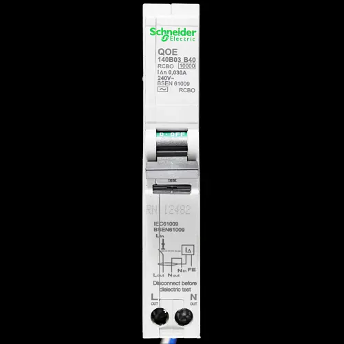 SCHNEIDER 40 AMP CURVE B 10kA 30mA RCBO TYPE AC QOE 140B03