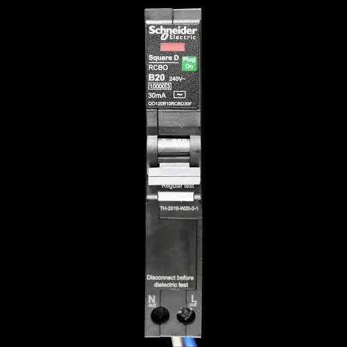 SCHNEIDER 20 AMP CURVE B 10kA 30mA RCBO TYPE AC QO120B10RCBO30F QOVS