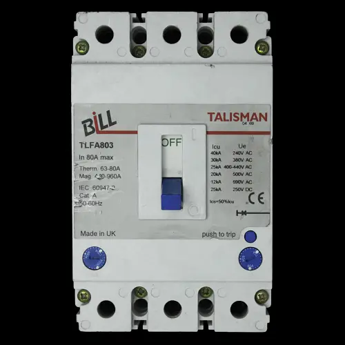 BILL 80 AMP 25kA TRIPLE POLE MCCB TLFA803