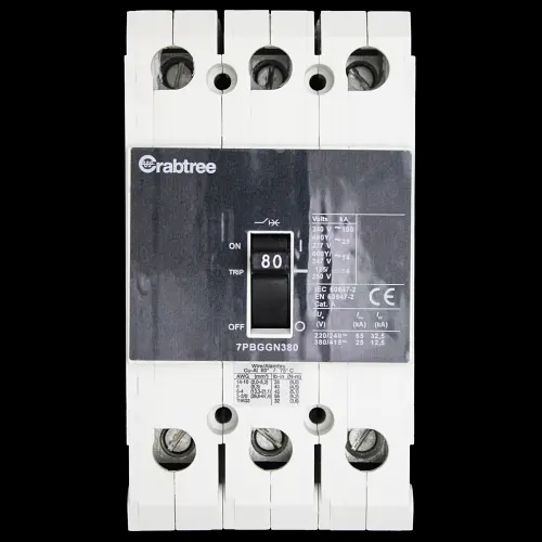 CRABTREE 80 AMP 25kA TRIPLE POLE MCCB 7PBGGN380