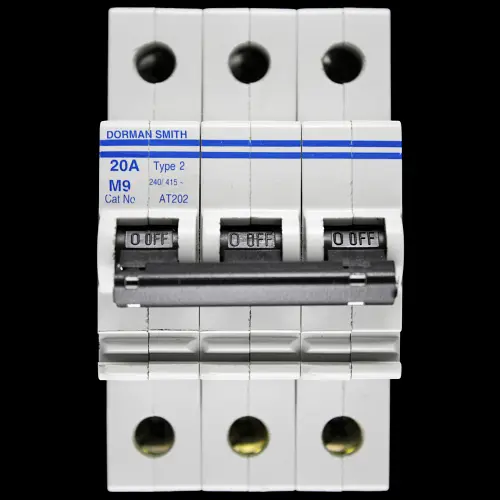 DORMAN SMITH 20 AMP TYPE 2 M9 TRIPLE POLE MCB CIRCUIT BREAKER AT202