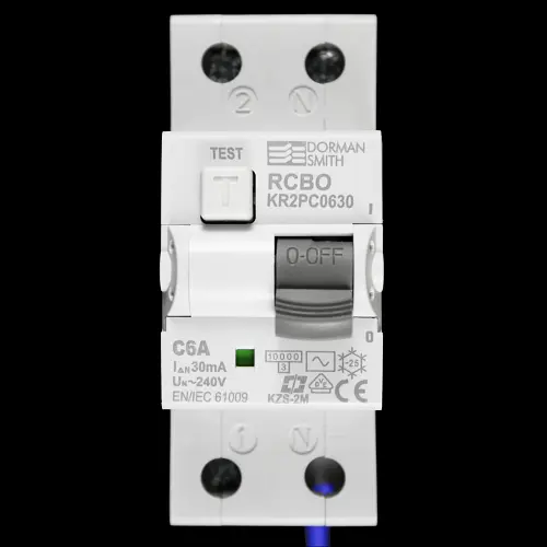 DORMAN 6 AMP CURVE C 10kA 30mA DOUBLE POLE RCBO TYPE AC KR2PC0630