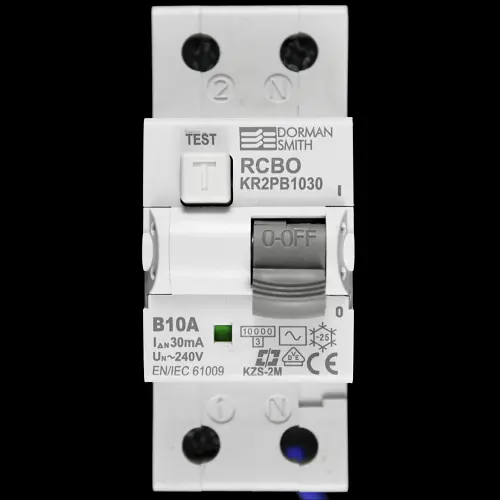 DORMAN 10 AMP CURVE B 10kA 30mA DOUBLE POLE RCBO TYPE AC KR2PB1030