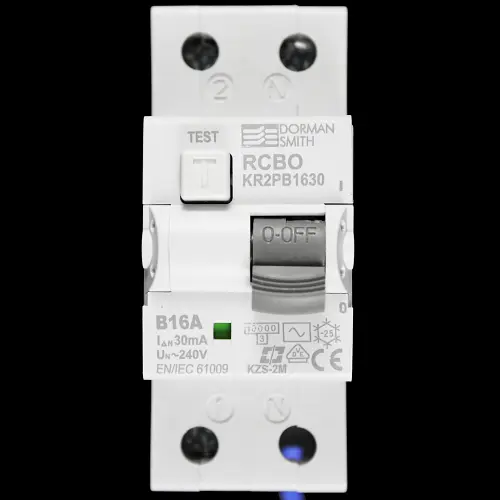 DORMAN 16 AMP CURVE B 10kA 30mA DOUBLE POLE RCBO TYPE AC KR2PB1630