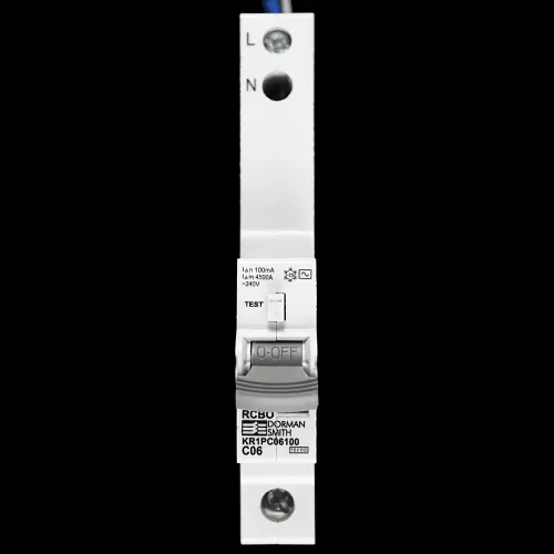 DORMAN 6 AMP CURVE C 10kA 100mA RCBO TYPE AC KR1PC06100