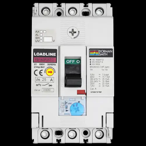 DORMAN 25 AMP 25kA TRIPLE POLE MCCB YB1N3P25TC