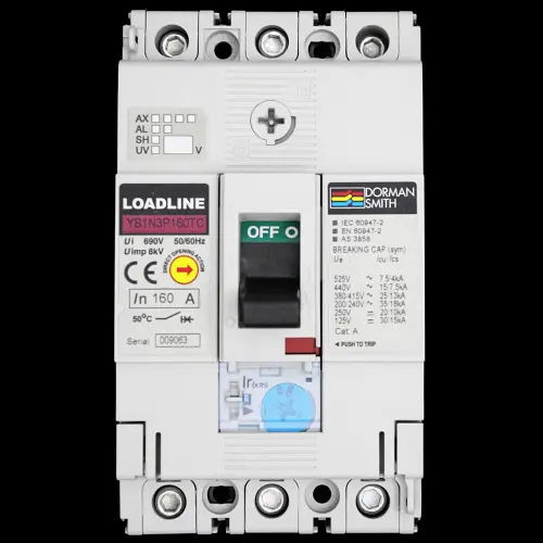 DORMAN 160 AMP 25kA TRIPLE POLE MCCB YB1N3P160TC
