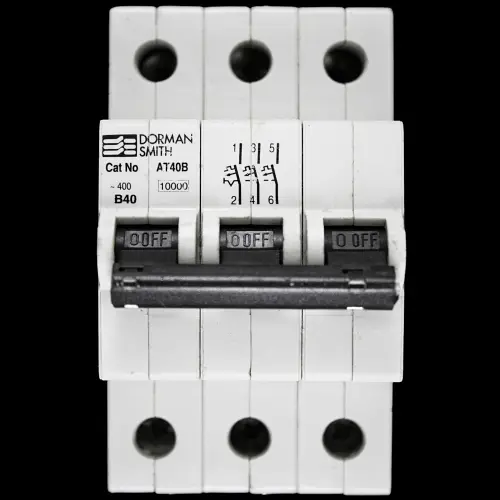 DORMAN 40 AMP CURVE C 10kA TRIPLE POLE MCB CIRCUIT BREAKER 400V AT40C