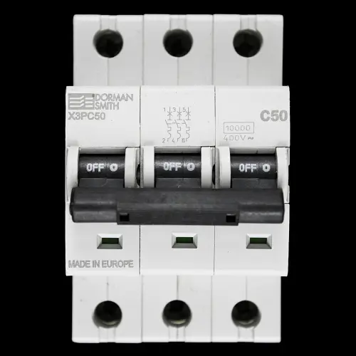 DORMAN 50 AMP CURVE C 10kA TRIPLE POLE MCB CIRCUIT BREAKER X3PC50