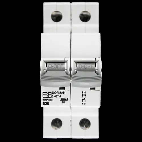 DORMAN 20 AMP CURVE B 10kA DOUBLE POLE MCB CIRCUIT BREAKER K2PB20