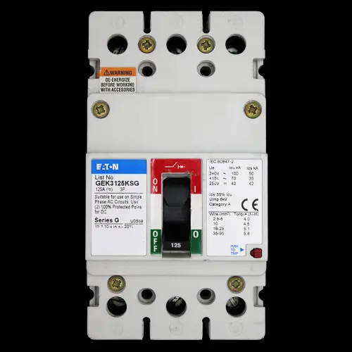 EATON 125 AMP 70kA TRIPLE POLE MCCB GEK3125KSG SERIES G