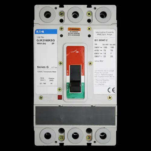 EATON 160 AMP 70kA TRIPLE POLE MCCB GJK3160KSG