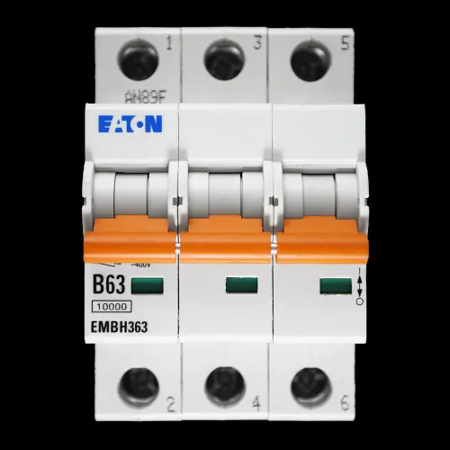 EATON 63 AMP CURVE B 10kA TRIPLE POLE MCB CIRCUIT BREAKER EMBH363