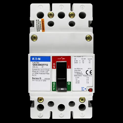 EATON 63 AMP 25kA TRIPLE POLE MCCB GEE3063FFG SERIES G