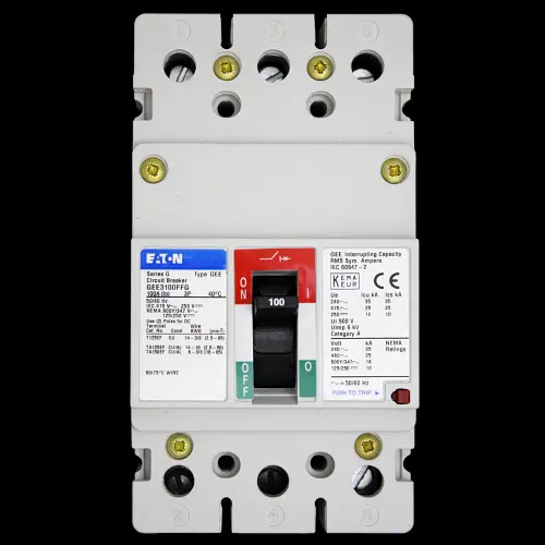 EATON 100 AMP 25kA TRIPLE POLE MCCB SERIES G GEE3100FFG