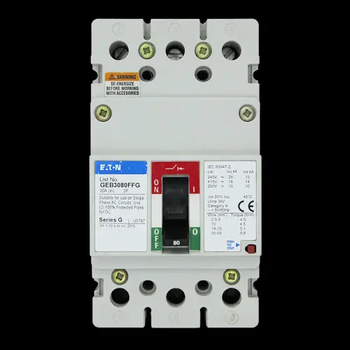 EATON 80 AMP 18kA TRIPLE POLE MCCB SERIES G GEB3080FFG