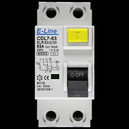 E-LINE 63 RCCB DOUBLE POLE 30mA TYPE AC CDL7-63 ELR 63/2/30