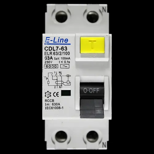 E-LINE 63 RCCB DOUBLE POLE 100mA TYPE AC CDL7-63 ELR 63/2/100