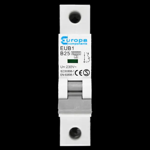 EUROPA 25 AMP CURVE B 6kA MCB CIRCUIT BREAKER EUB1