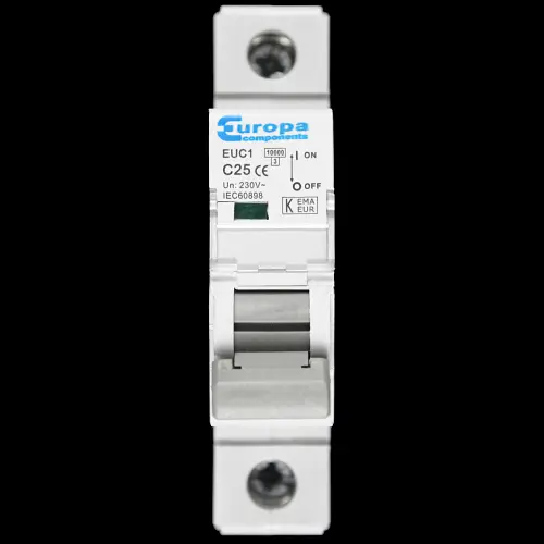 EUROPA 25 AMP CURVE C 10kA MCB CIRCUIT BREAKER EUC1