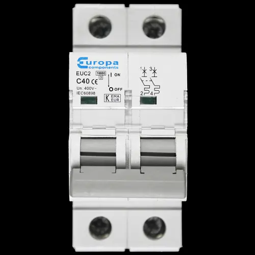 EUROPA 40 AMP CURVE C 10kA DOUBLE POLE MCB CIRCUIT BREAKER EUC2
