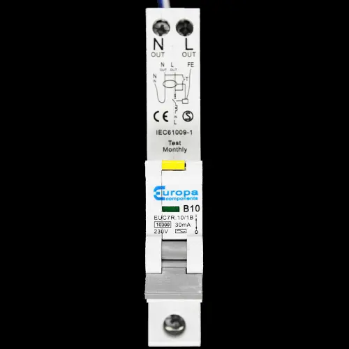 EUROPA 10 AMP CURVE B 10kA 30mA RCBO TYPE AC EUC7R.10/1B