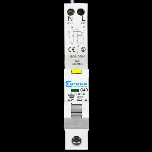 EUROPA 40 AMP CURVE C 10kA 30mA RCBO TYPE AC EUC7R.40/1C