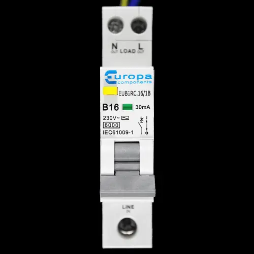 EUROPA 16 AMP CURVE B 6kA 30mA RCBO TYPE AC EUB1RC.16/1B