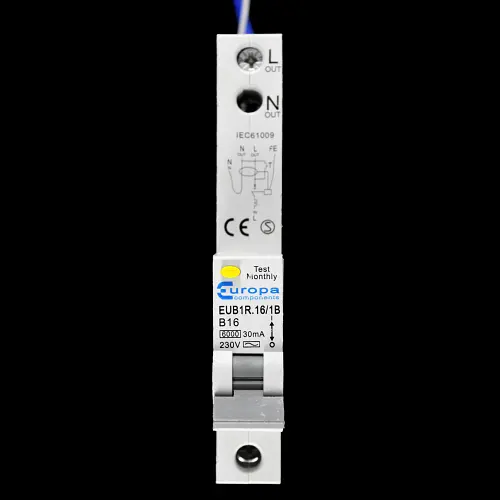 EUROPA 16 AMP CURVE B 6kA 30mA RCBO TYPE AC EUB1R.16/1B