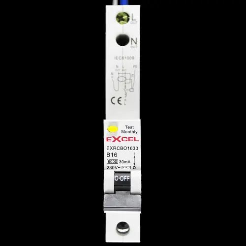 EXCEL 16 AMP CURVE B 6kA 30mA RCBO TYPE AC EXRCBO1630