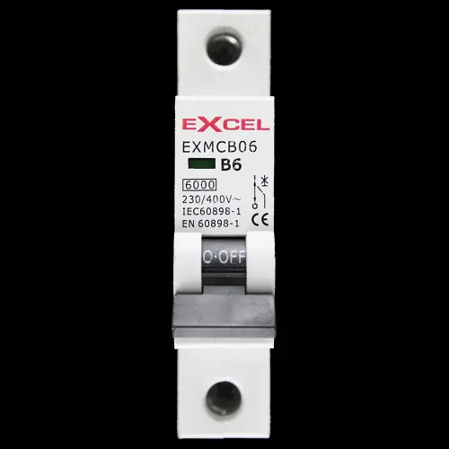 EXCEL 6 AMP CURVE B 6kA MCB CIRCUIT BREAKER EXMCB06