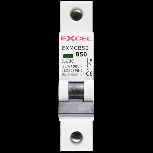 EXCEL 50 AMP CURVE B 6kA MCB CIRCUIT BREAKER EXMCB50
