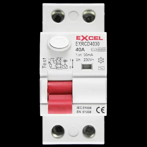 EXCEL 40 AMP 30mA DOUBLE POLE RCD TYPE AC EXRCD4030