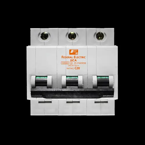 FEDERAL 20 AMP CURVE C 10kA TRIPLE POLE MCB CIRCUIT BREAKER HCA STABLOK HCA3P20