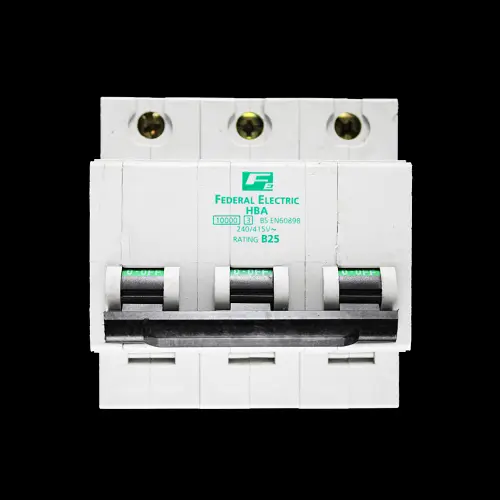 FEDERAL 25 AMP CURVE B 10kA TRIPLE POLE MCB CIRCUIT BREAKER HBA STABLOK