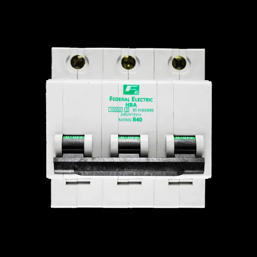 FEDERAL 40 AMP CURVE B 10kA TRIPLE POLE MCB CIRCUIT BREAKER HBA STABLOK