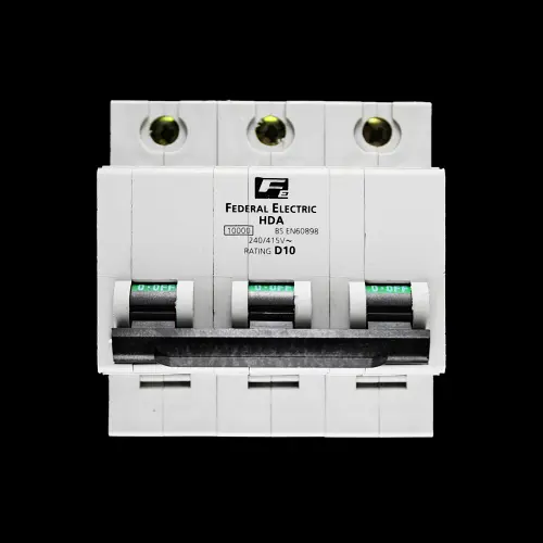 FEDERAL 10 AMP CURVE D 10kA TRIPLE POLE MCB CIRCUIT BREAKER HDA STABLOK