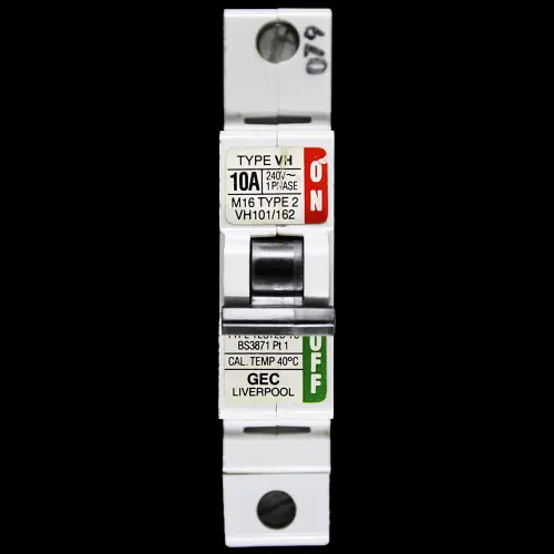 GEC LIVERPOOL 10 AMP TYPE 2 M16 MCB CIRCUIT BREAKER VH101/162