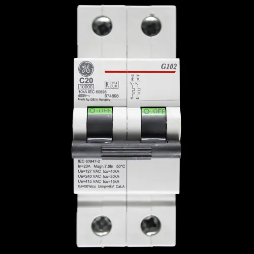 GENERAL ELECTRIC 20 AMP CURVE C 10kA DOUBLE POLE MCB CIRCUIT BREAKER G102 674896