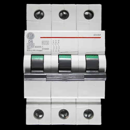 GENERAL ELECTRIC 6 AMP CURVE D 10kA TRIPLE POLE MCB CIRCUIT BREAKER 675069 G103