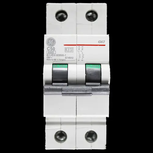 GENERAL ELECTRIC 50 AMP CURVE C 6kA DOUBLE POLE MCB CIRCUIT BREAKER 674642 G62
