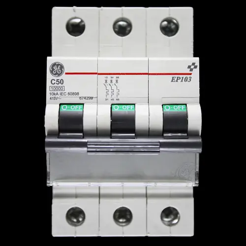 GENERAL ELECTRIC 50 AMP CURVE C 10kA TRIPLE POLE MCB CIRCUIT BREAKER EP103