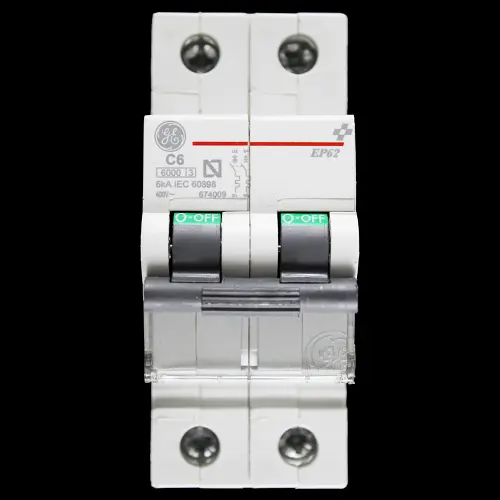 GENERAL ELECTRIC 6 AMP CURVE C 6kA DOUBLE POLE MCB CIRCUIT BREAKER EP62 674009