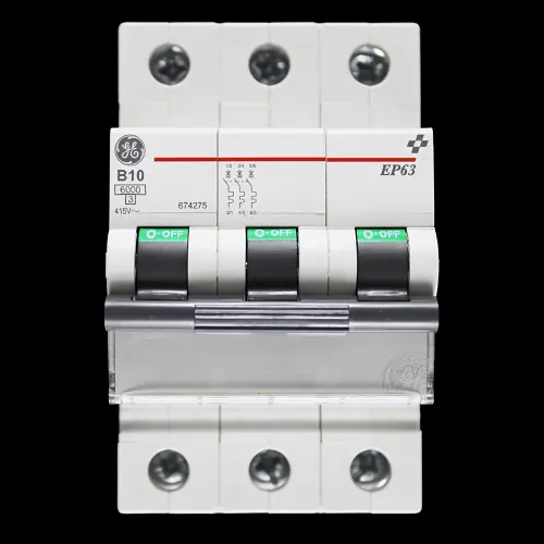 GENERAL ELECTRIC 10 AMP CURVE B 6kA TRIPLE POLE MCB CIRCUIT BREAKER 674275 EP63