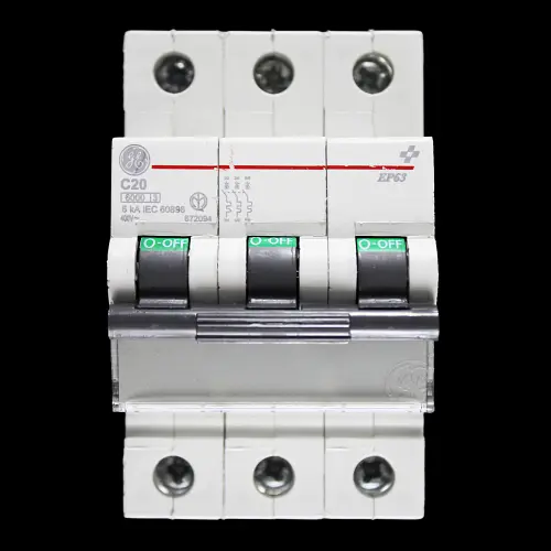 GENERAL ELECTRIC 20 AMP CURVE C 6kA TRIPLE POLE MCB CIRCUIT BREAKER EP63 672094